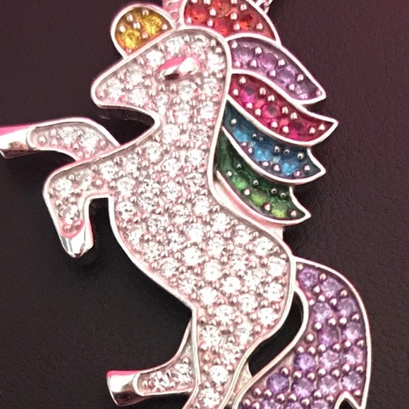 Swarovski Solid Sterling Silver Unicorn Necklace - Picture 4 of 8